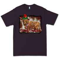 Plum merry christmas highland cow Premium Tee - BarkalooDesign