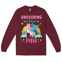 Burgundy unicorns are born in june Long Sleeve Tee - Jasminsmagicworld