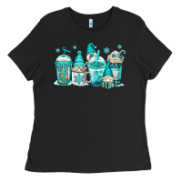Black winter christmas gnomes coffee cups Ladies Tee - Jasminsmagicworld