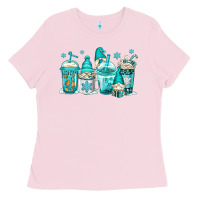 Bubblegum Pink winter christmas gnomes coffee cups Ladies Tee - Jasminsmagicworld
