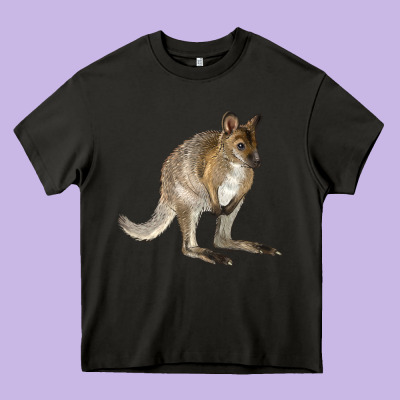 Hand Drawn Wallaby Animal Heavy Core Tee Designed By Lillyallendesigns