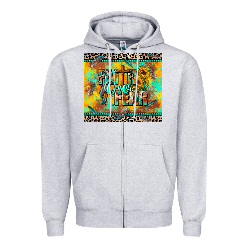 Faith Over Fear Zipper Hoodie by CowGirlArtShop | Teevron