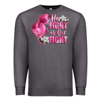 Charcoal Heather her fight is our fight Breast cancer awareness Premium Sweatshirt - FaDigitalArtStudio