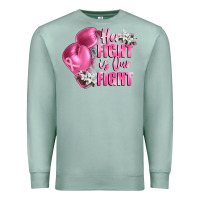Seafoam her fight is our fight Breast cancer awareness Premium Sweatshirt - FaDigitalArtStudio