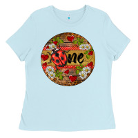Baby Blue ladybug one ornament Ladies Tee - BarkalooDesign