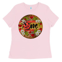 Bubblegum Pink ladybug one ornament Ladies Tee - BarkalooDesign