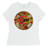White ladybug one ornament Ladies Tee - BarkalooDesign