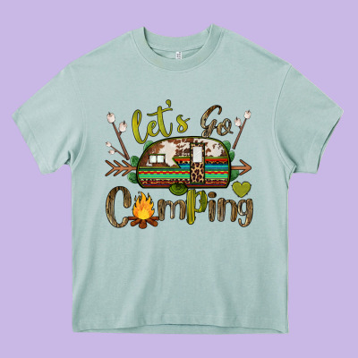 Let's Go Camping Heavy Core Tee Designed By Barkaloodesign