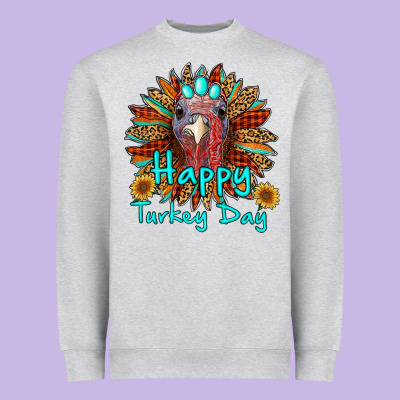 Happy Turkey Day Sunflower Heavyweight Sweatshirt Designed By Ranaportraitstore