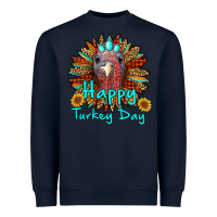 Navy happy turkey day sunflower Heavyweight Sweatshirt - RanaPortraitStore