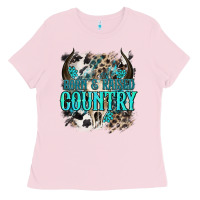 Bubblegum Pink born  raised country Ladies Tee - NancyCooperArtShop