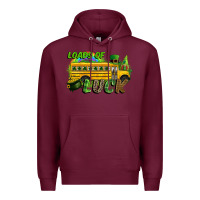 Burgundy Loads of luck School bus Premium Hoodie - CowGirlArtShop