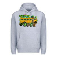 Heather Grey Loads of luck School bus Premium Hoodie - CowGirlArtShop