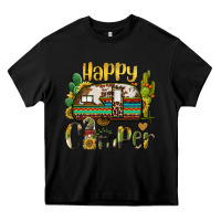Black happy camper caravan and gnome Heavy Core Tee - BarkalooDesign
