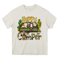Cream happy camper caravan and gnome Heavy Core Tee - BarkalooDesign