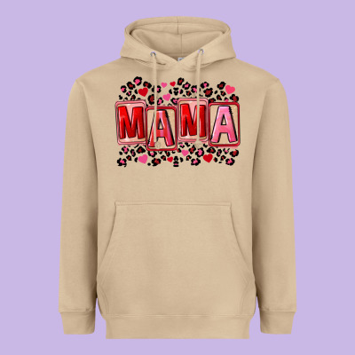 Pink Leopard Mama Heavyweight Hoodie Designed By Fadigitalartstudio