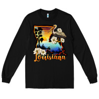 Black louisiana  sunset map magnolia Long Sleeve Tee - BarkalooDesign