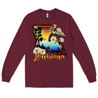 Burgundy louisiana  sunset map magnolia Long Sleeve Tee - BarkalooDesign