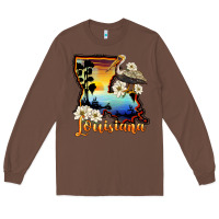 Chestnut louisiana  sunset map magnolia Long Sleeve Tee - BarkalooDesign