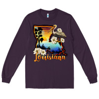 Plum louisiana  sunset map magnolia Long Sleeve Tee - BarkalooDesign