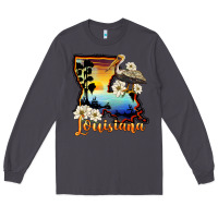 Smoke louisiana  sunset map magnolia Long Sleeve Tee - BarkalooDesign