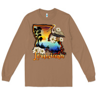 Toasted Coconut louisiana  sunset map magnolia Long Sleeve Tee - BarkalooDesign