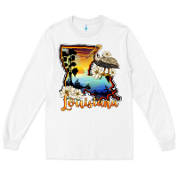 White louisiana  sunset map magnolia Long Sleeve Tee - BarkalooDesign