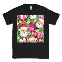 Black christmas santa claus and gift box seamless pattern bbs Classic Tee - BundleAndBundleShop