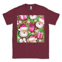 Burgundy christmas santa claus and gift box seamless pattern bbs Classic Tee - BundleAndBundleShop