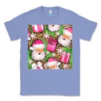 Colony Blue christmas santa claus and gift box seamless pattern bbs Classic Tee - BundleAndBundleShop