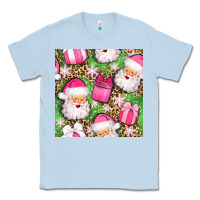 Dusty Blue christmas santa claus and gift box seamless pattern bbs Classic Tee - BundleAndBundleShop