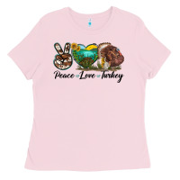 Bubblegum Pink peace love turkey Ladies Tee - LillyAllenDesigns