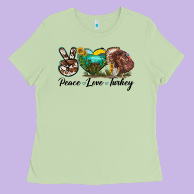 Peace Love Turkey Ladies Tee Designed By Lillyallendesigns
