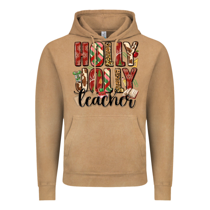Holly Jolly Teacher Vintage Hoodie by MaliasSmallBusiness | Teevron