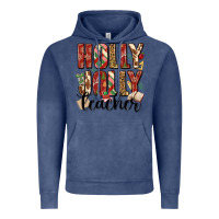 Vintage Denim holly jolly teacher Vintage Hoodie - MaliasSmallBusiness