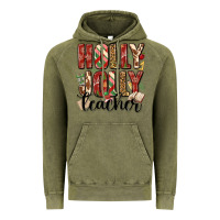 Vintage Olive holly jolly teacher Vintage Hoodie - MaliasSmallBusiness
