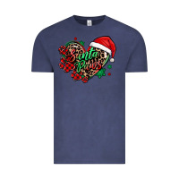 Vintage Denim santa paws christmas heart Vintage Tee - MaliasSmallBusiness
