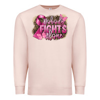 Pale Pink Nobody fights alone Cancer Premium Sweatshirt - FaDigitalArtStudio