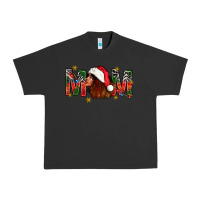 Pigment Black Western Mom With Woman In Santa Hat Urban Heavy Tee - BundleAndBundleShop