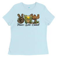 Baby Blue peace love camel Ladies Tee - LillyAllenDesigns