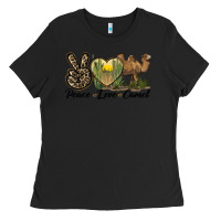 Black peace love camel Ladies Tee - LillyAllenDesigns