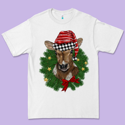 Christmas Wreath Baby Calf Premium Tee Designed By Barkaloodesign