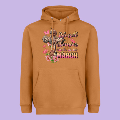 Blessed Women Are Born In March Heavyweight Hoodie Designed By Fadigitalartstudio