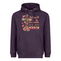 Plum Blessed women are born in March Heavyweight Hoodie - FaDigitalArtStudio