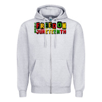 Heather Grey freedom juneteenth Zipper Hoodie - CowGirlArtShop