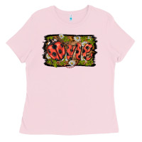 Bubblegum Pink ladybug one background Ladies Tee - BarkalooDesign