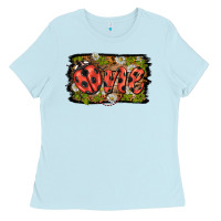 Baby Blue ladybug one background Ladies Tee - BarkalooDesign