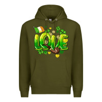Army Green Love St. Patrick's Day Premium Hoodie - HowdyJamesFarm