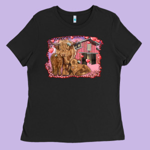 Valentine's Day Mama Cow And Baby Cows Ladies Tee Designed By Ranaportraitstore