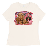 Bone Valentine's day mama cow and baby cows Ladies Tee - RanaPortraitStore